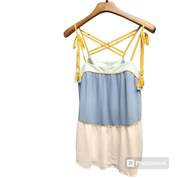 Ann Taylor LOFT Tiered Poolside Peplum Cami Top Size Medium Poolside Blue Color - Picture 5 of 10